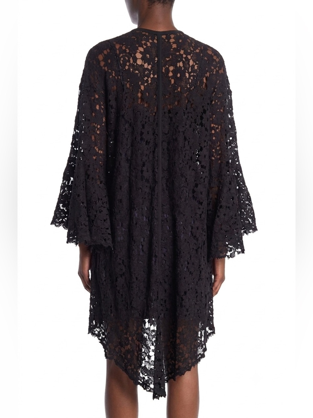 Free People Women's Move Over Lace Kimono Robe - Black - size L